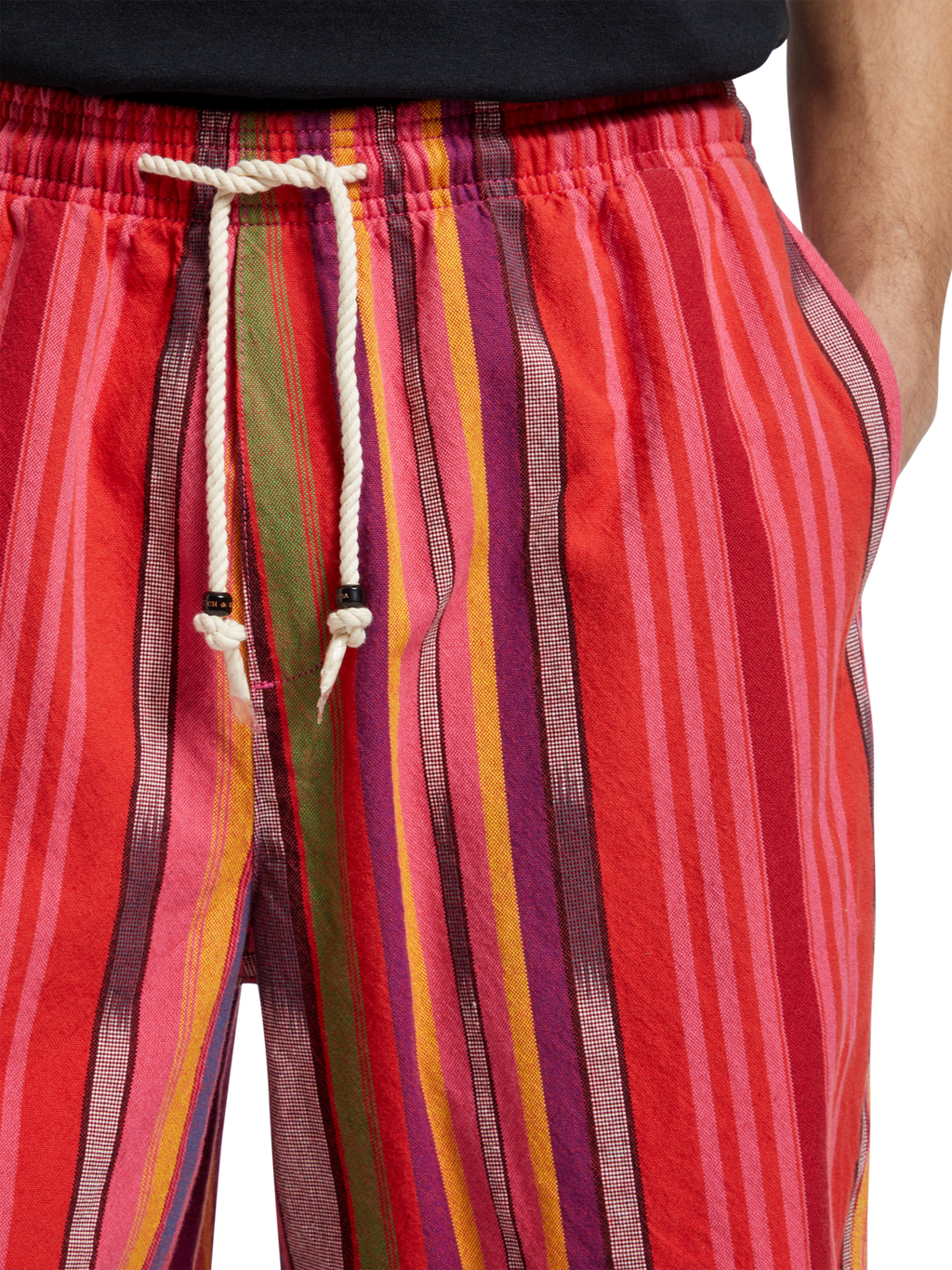 SEASONAL- STRIPED COTTON-OXFORD BERMUDA SHORT