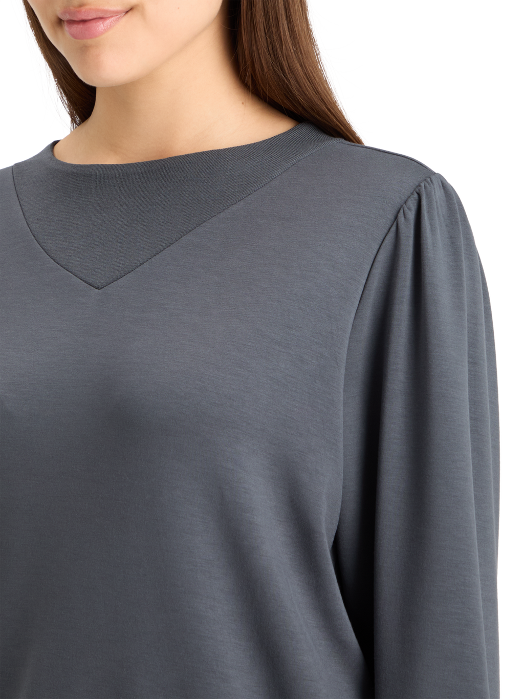 RUCHED YOKE SEAM MODAL SWEATSHIRT