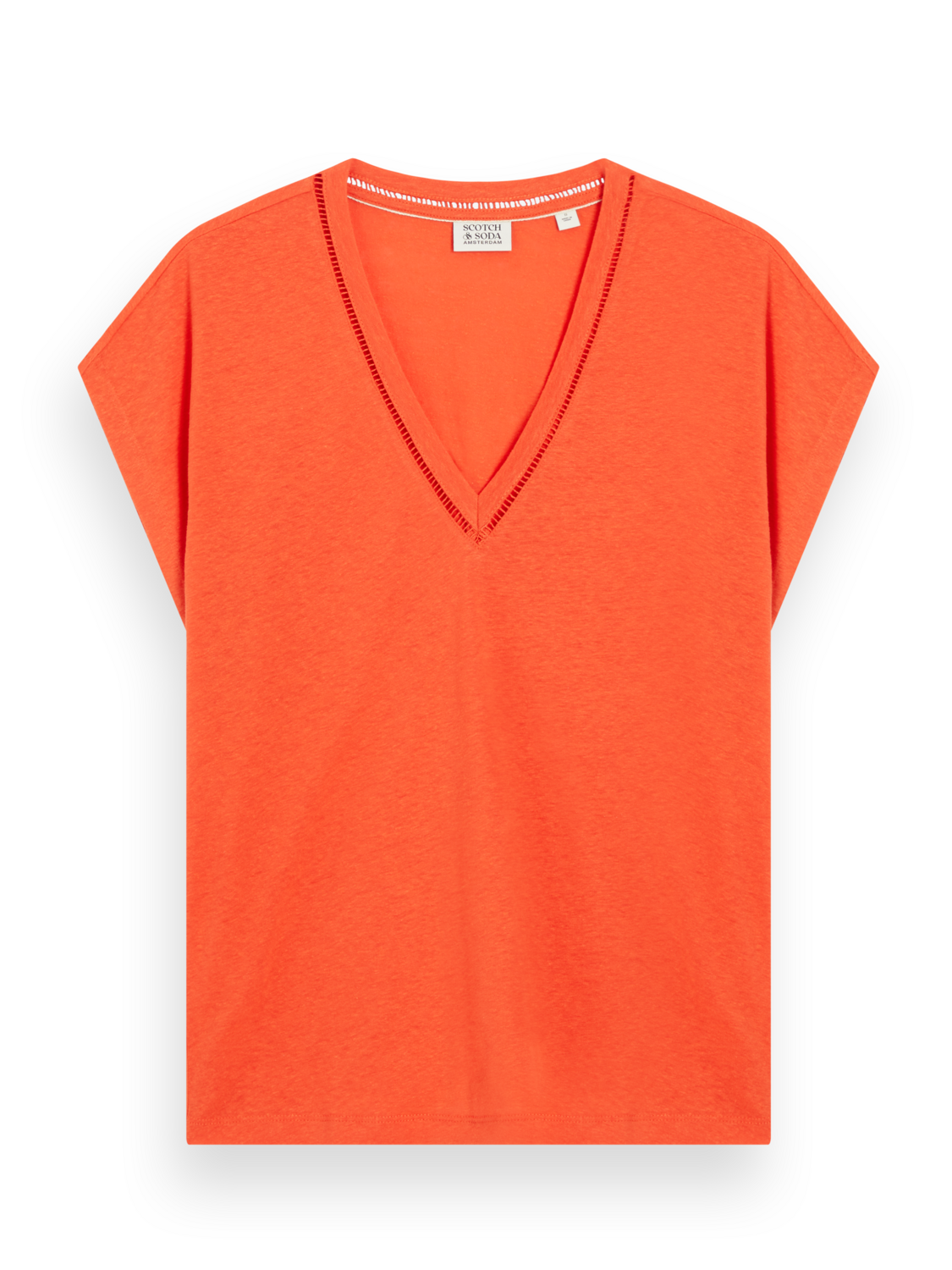 V-NECK LADDER DETAIL LOOSE FIT T-SHIRT