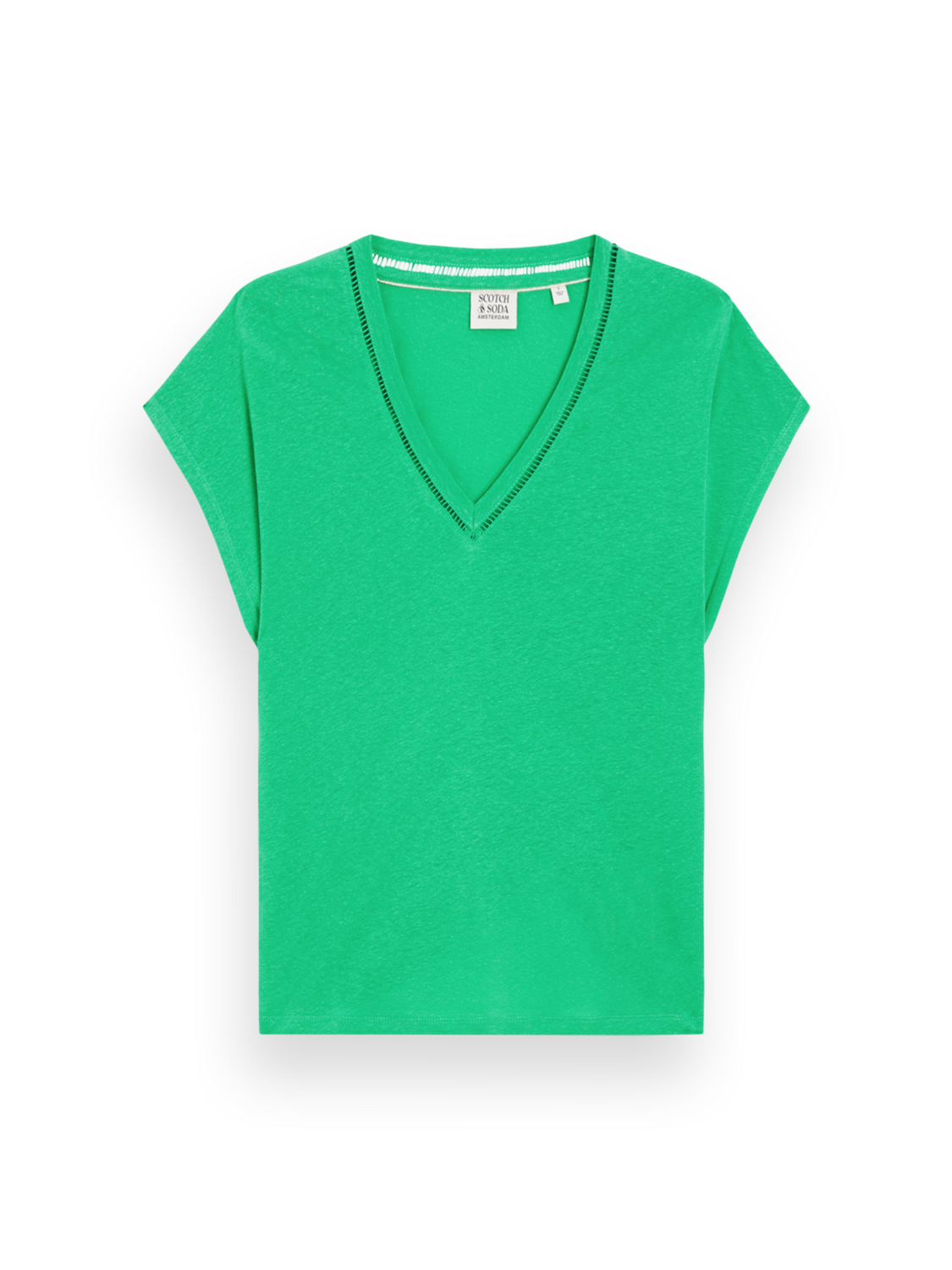 V-NECK LADDER DETAIL LOOSE FIT T-SHIRT