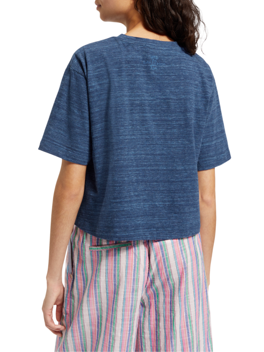 BOXY FIT TIE FRONT MARL T-SHIRT