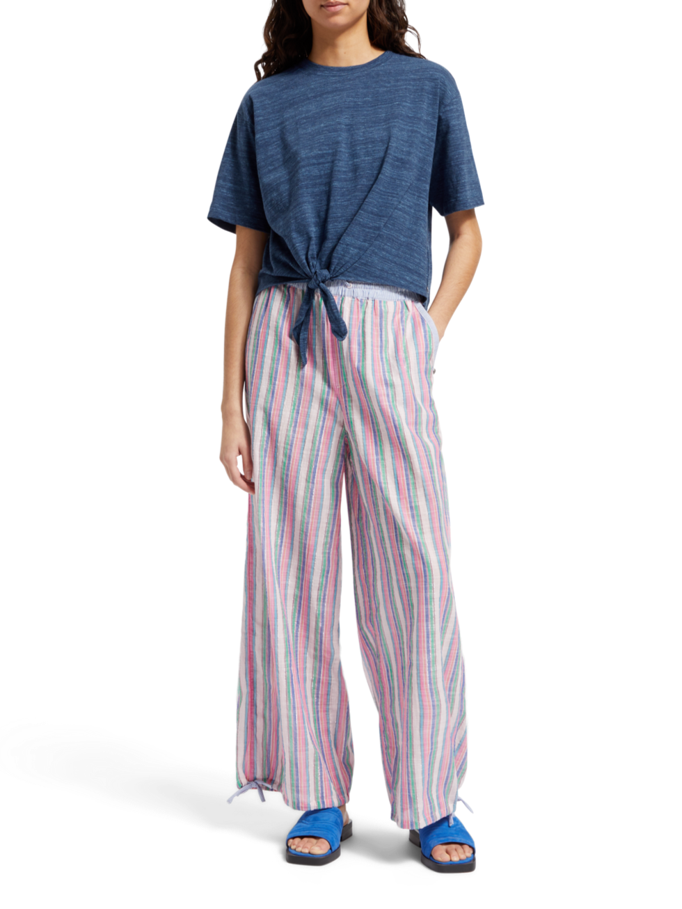 BOXY FIT TIE FRONT MARL T-SHIRT