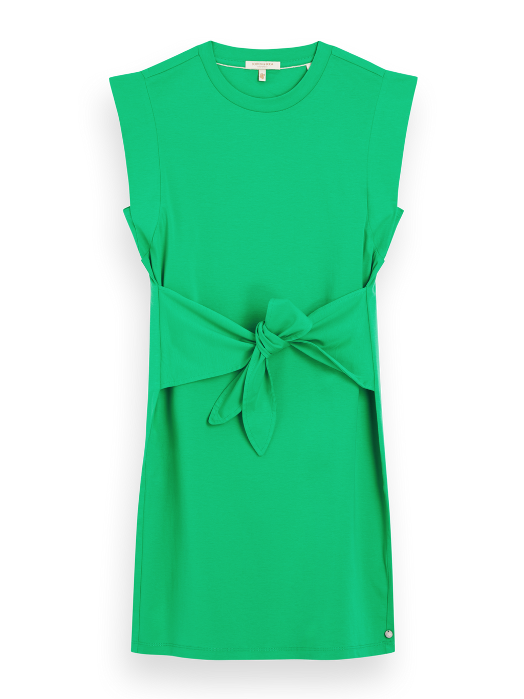 TIE WAIST MINI JERSEY DRESS