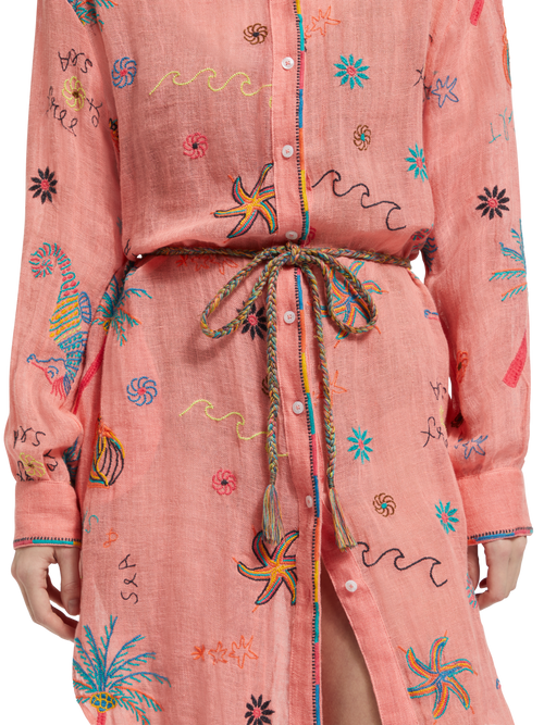 OVERSIZED SHIRT DRESS WITH MULTICOLOR EMBROIDERY