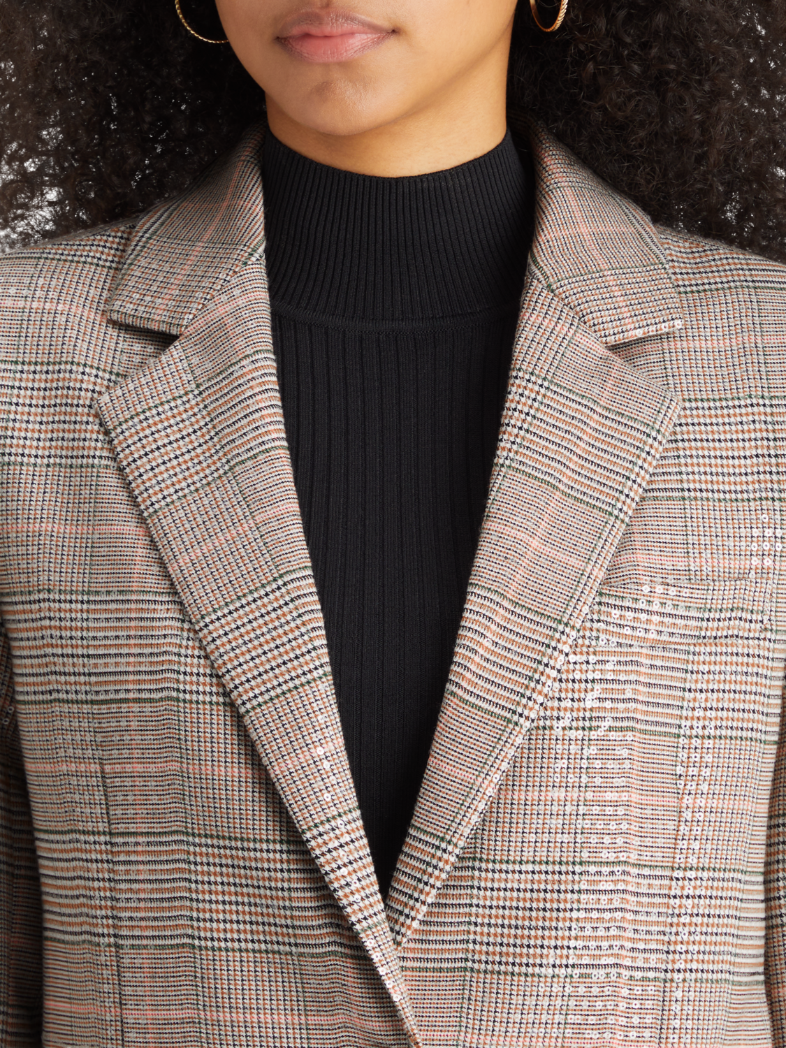 SEQUIN PRINCE OF WALES CHECK BOYFRIEND SB BLAZER