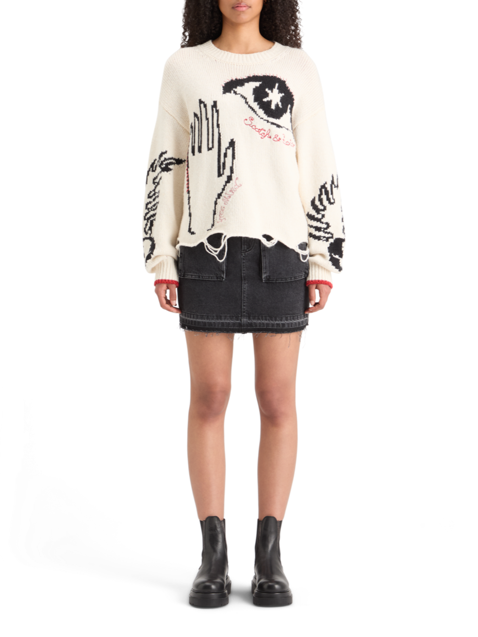 WASHED BLACK DENIM MINI SKIRT WITH CARGO POCKETS