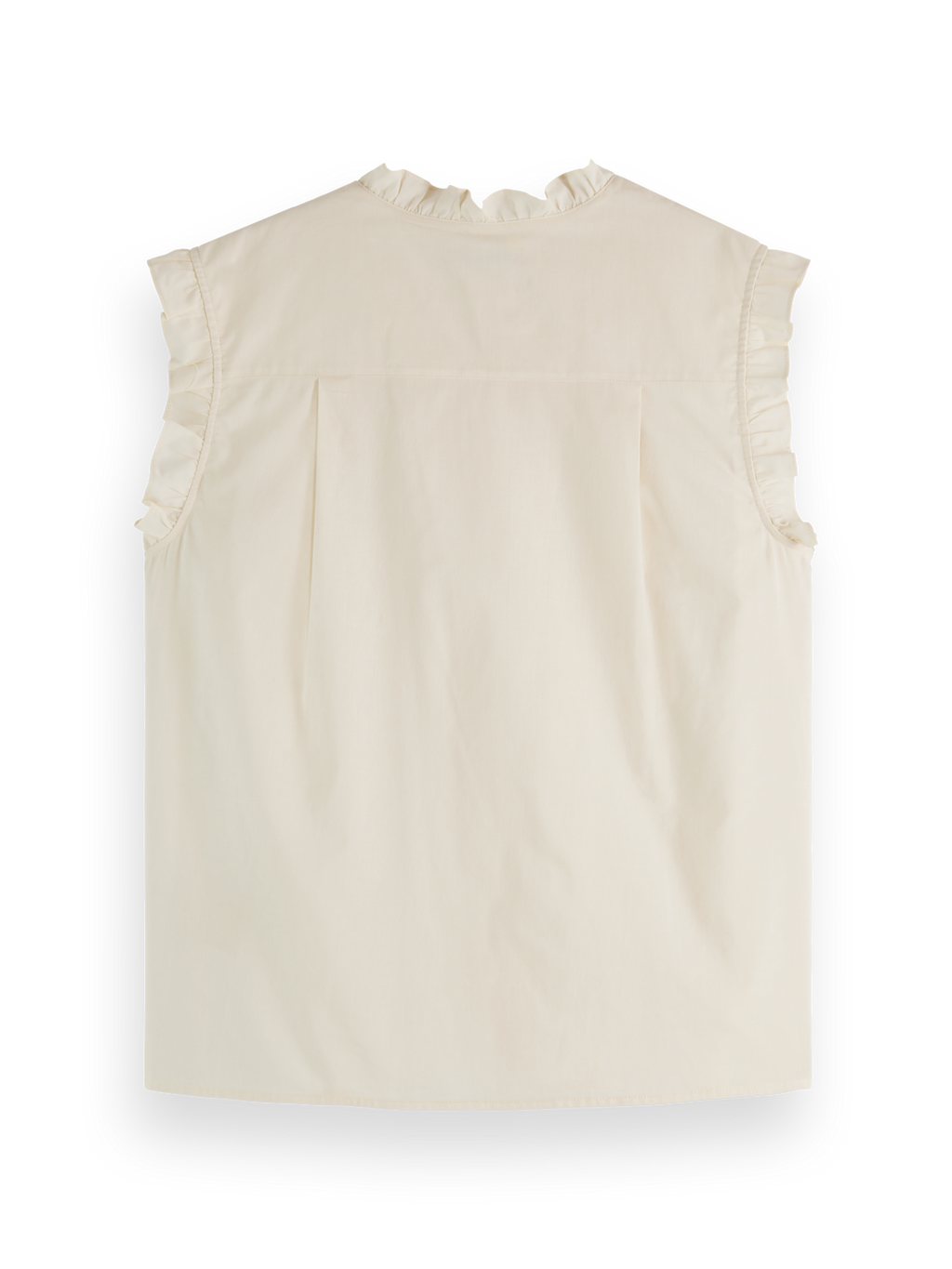 SLEEVELESS RUFFLE SHIRT