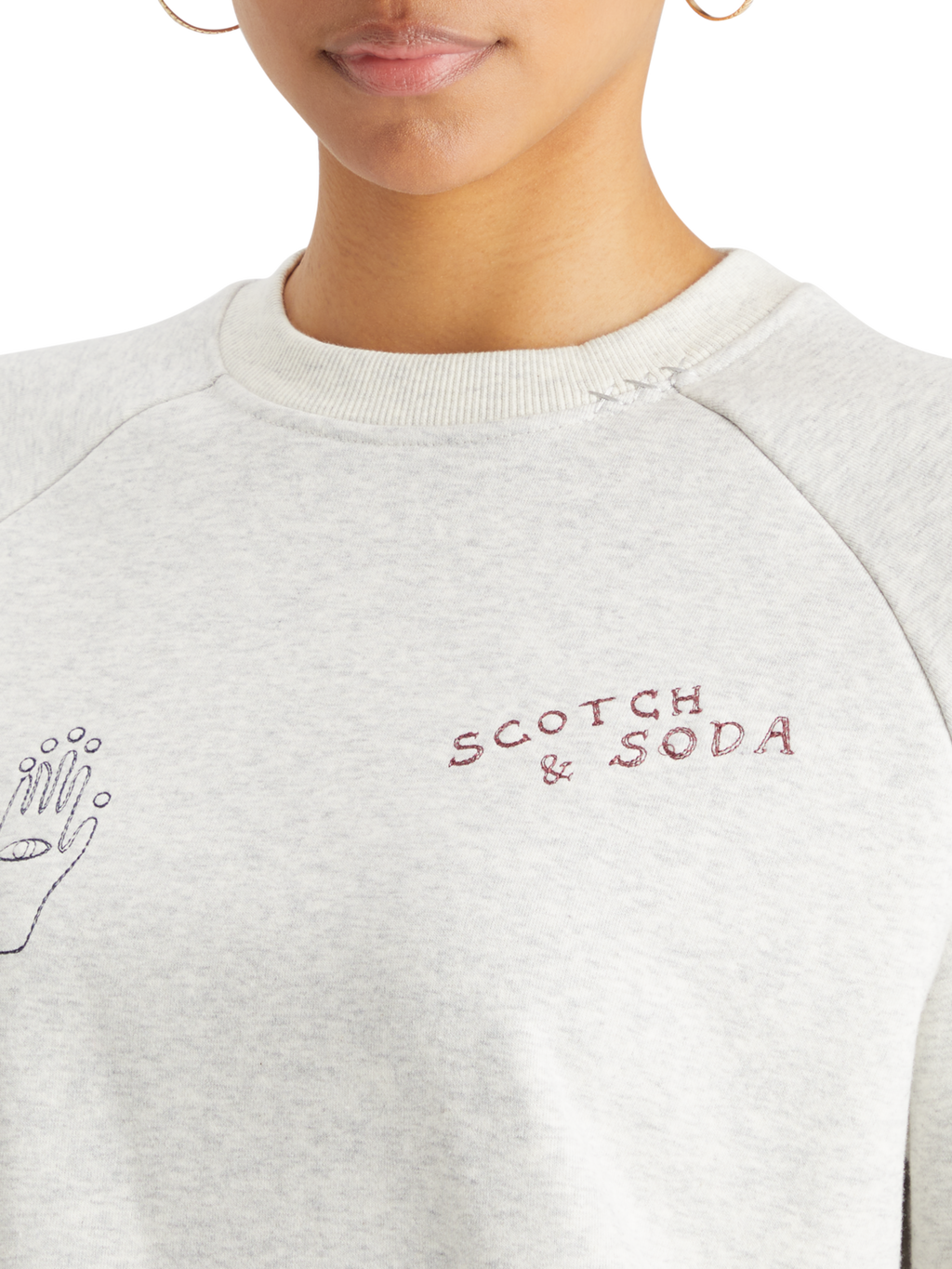 EMBROIDERED RAGLAN RELAXED FIT SWEATSHIRT
