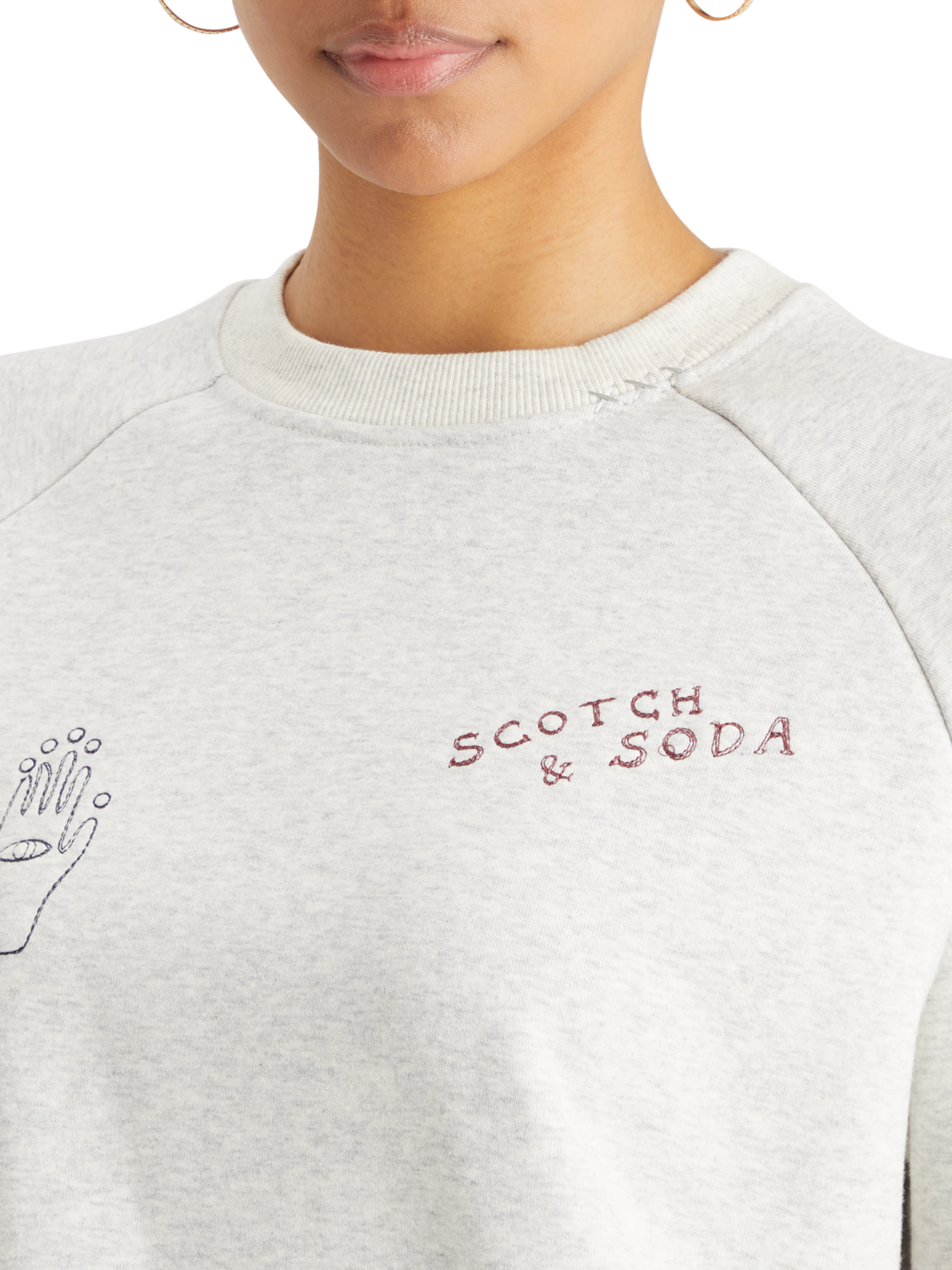 EMBROIDERED RAGLAN RELAXED FIT SWEATSHIRT