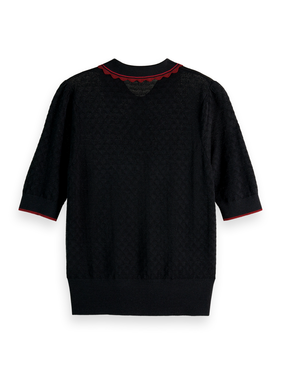 POINTELLE COLLARED KNITTED TEE