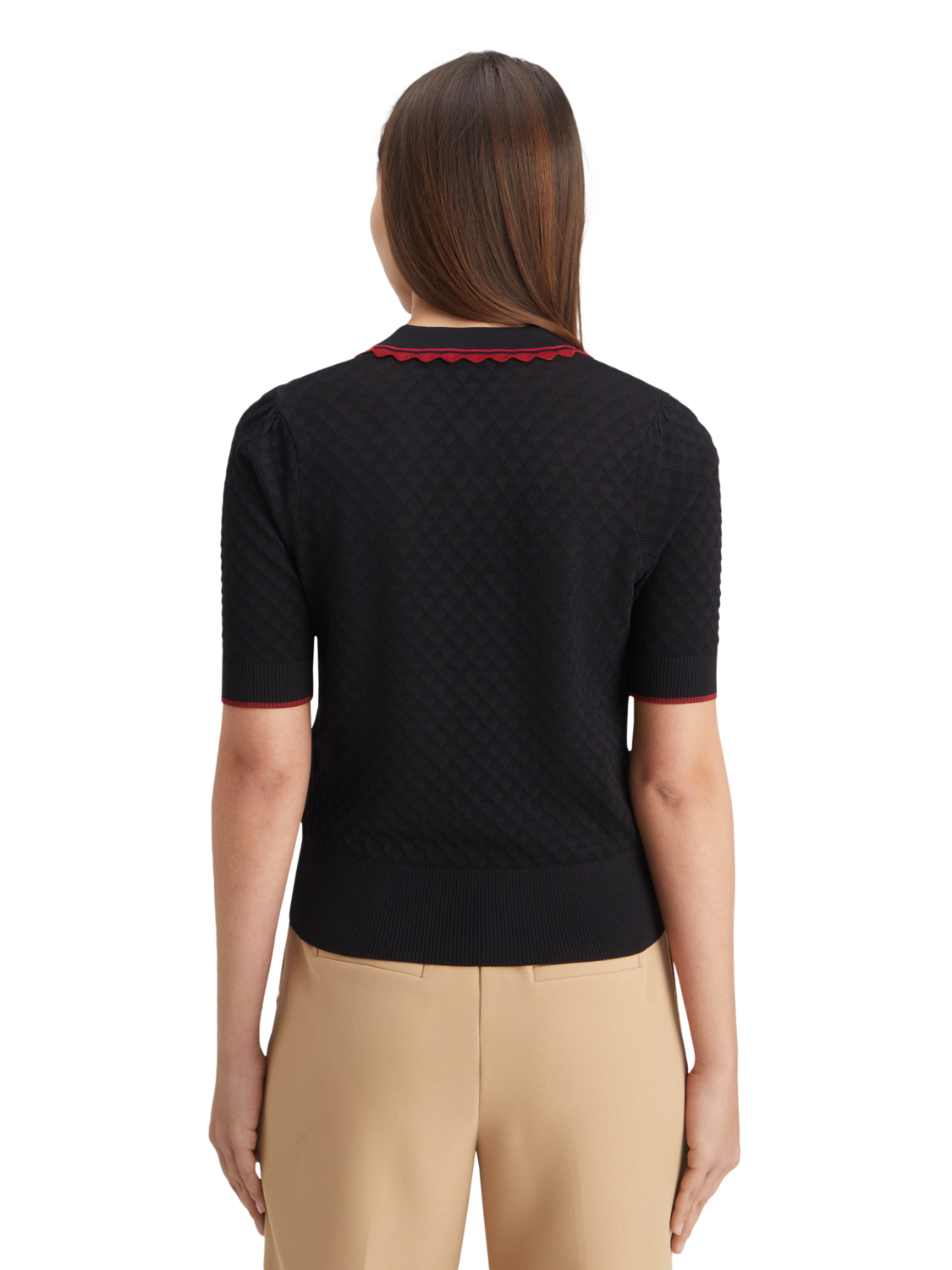 POINTELLE COLLARED KNITTED TEE