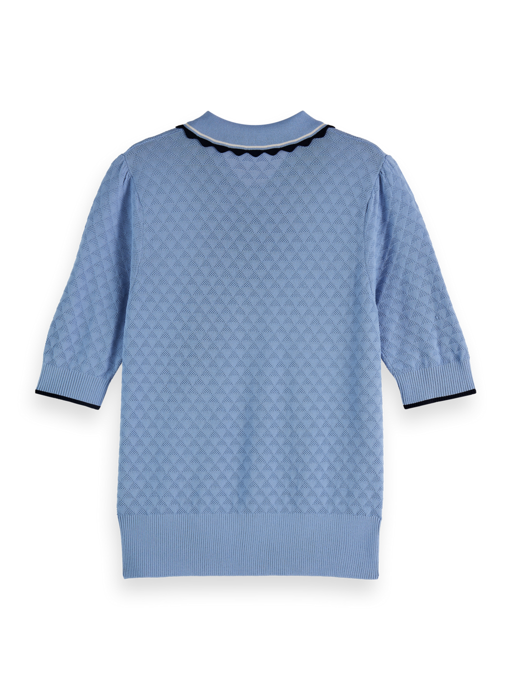 POINTELLE COLLARED KNITTED TEE