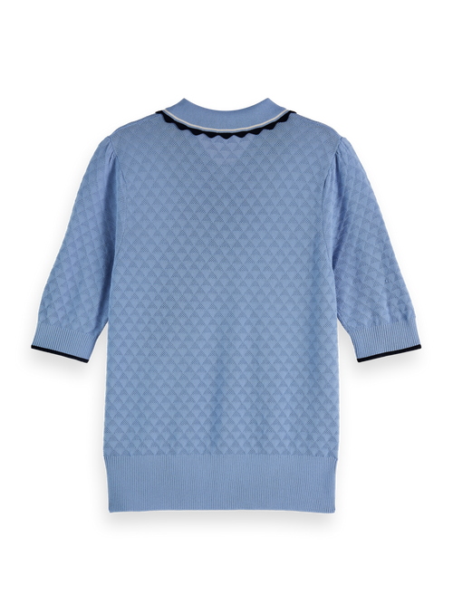POINTELLE COLLARED KNITTED TEE