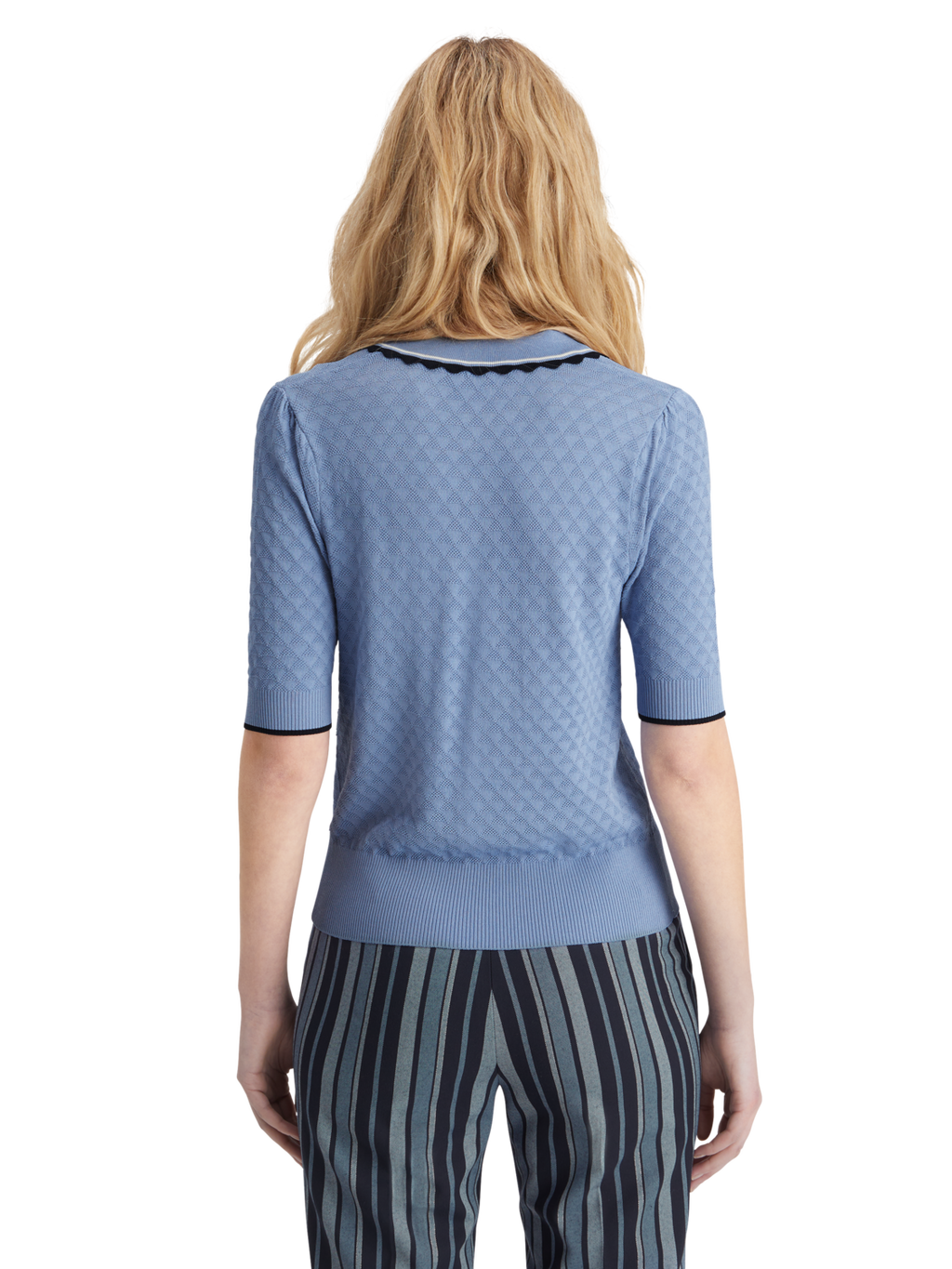 POINTELLE COLLARED KNITTED TEE