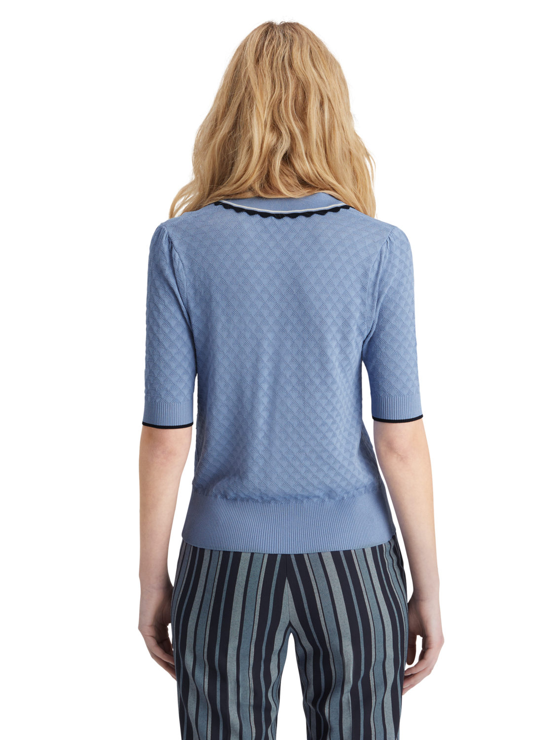 POINTELLE COLLARED KNITTED TEE