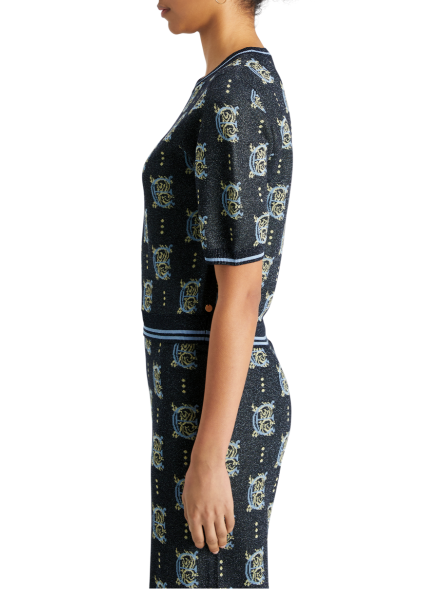 JACQUARD CROPPED PULLOVER