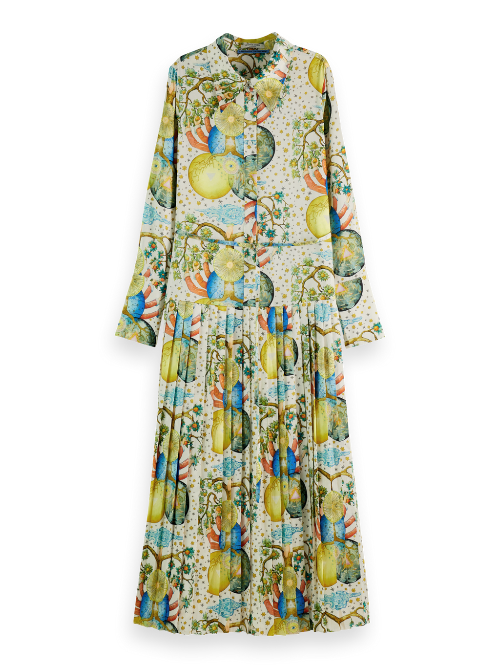 MAXI PLEATED DRESS EMBASSY PRINT
