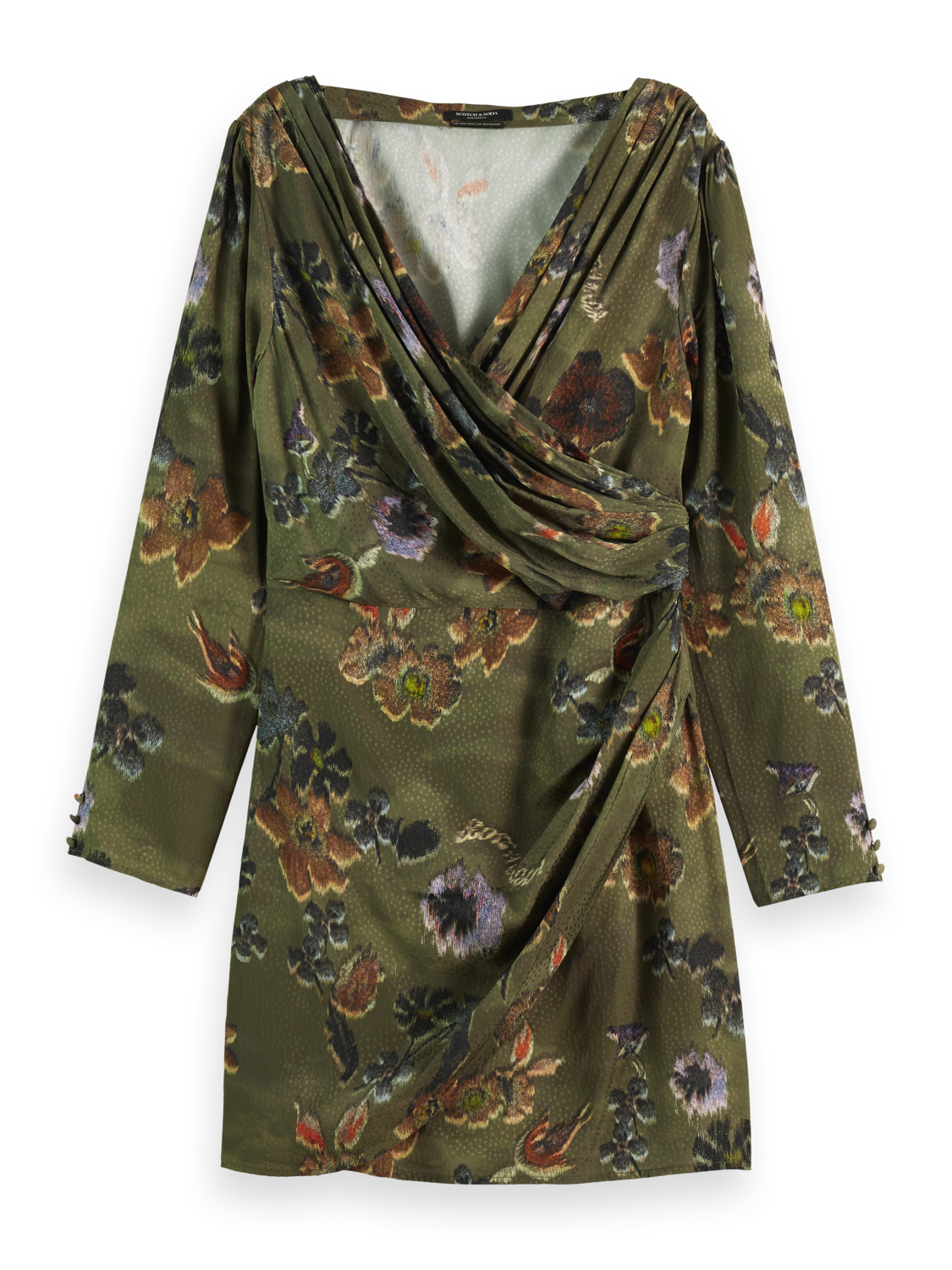 MINI VISCOSE JACQUARD WRAP DRESS