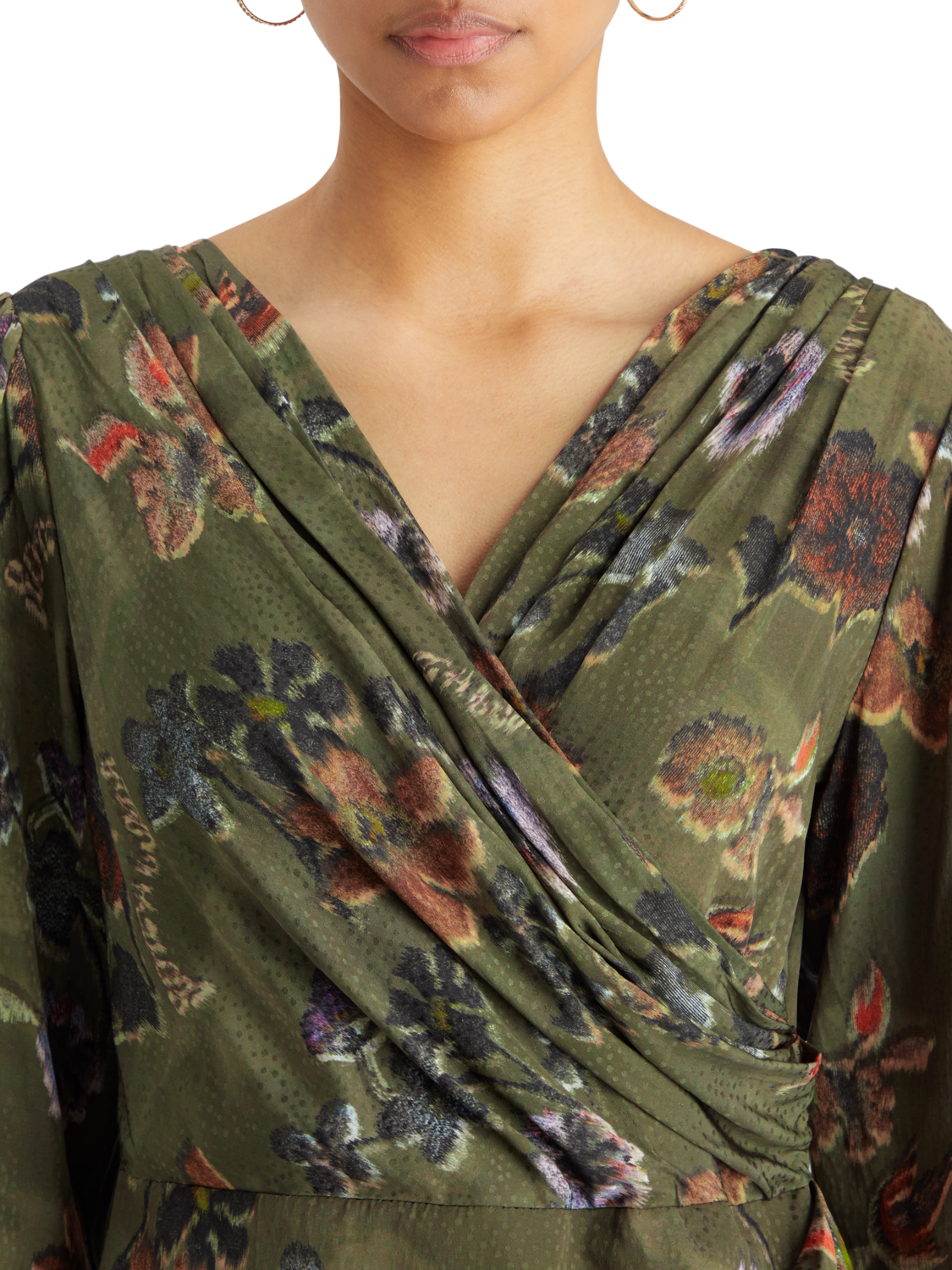 MINI VISCOSE JACQUARD WRAP DRESS