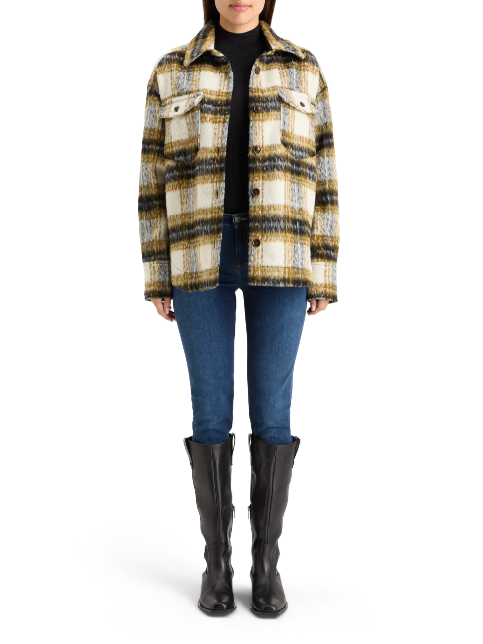 BRUSHED CHECK WOOL MIX SHIRT JACKET