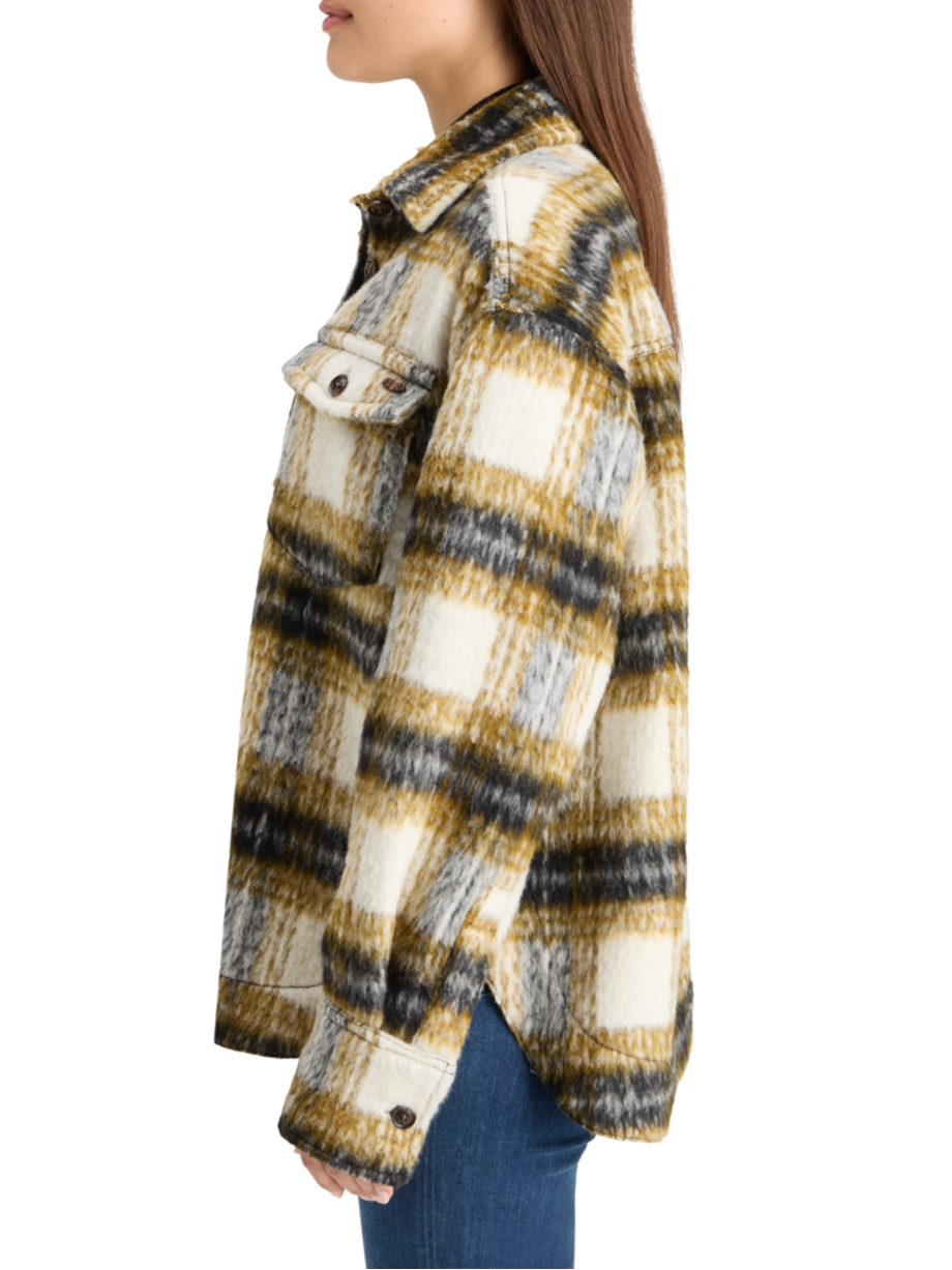 BRUSHED CHECK WOOL MIX SHIRT JACKET