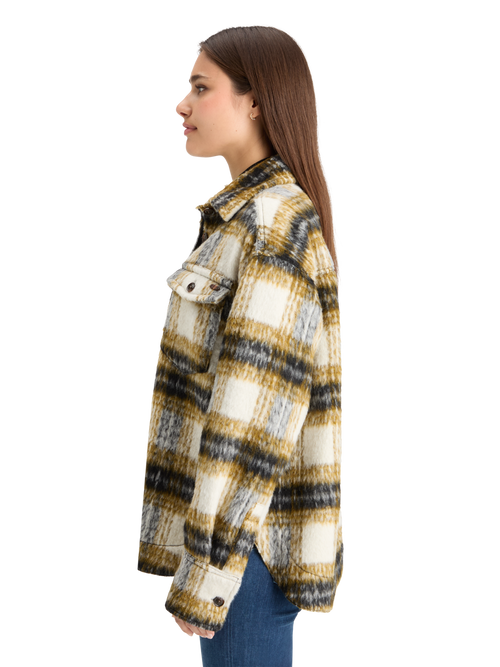 BRUSHED CHECK WOOL MIX SHIRT JACKET