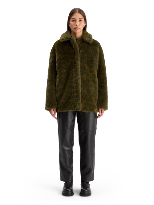 A-LINE FAUX FUR COAT