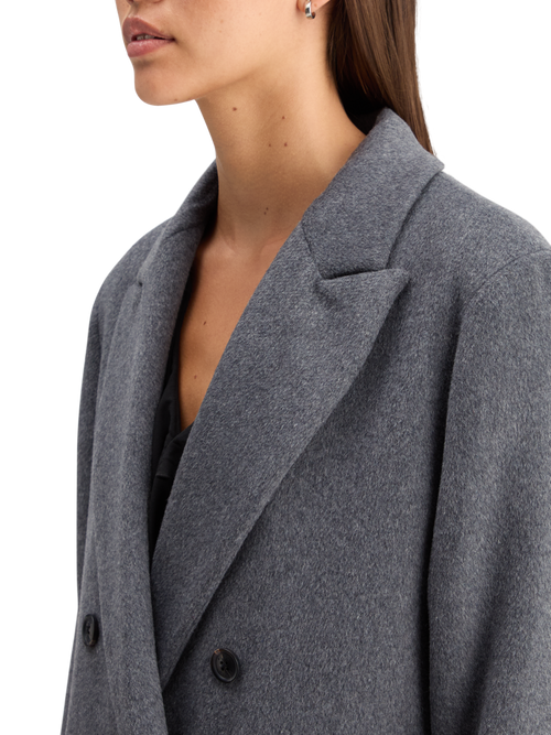 DOUBLE BREASTED TAILORED WOOL BLEND COAT