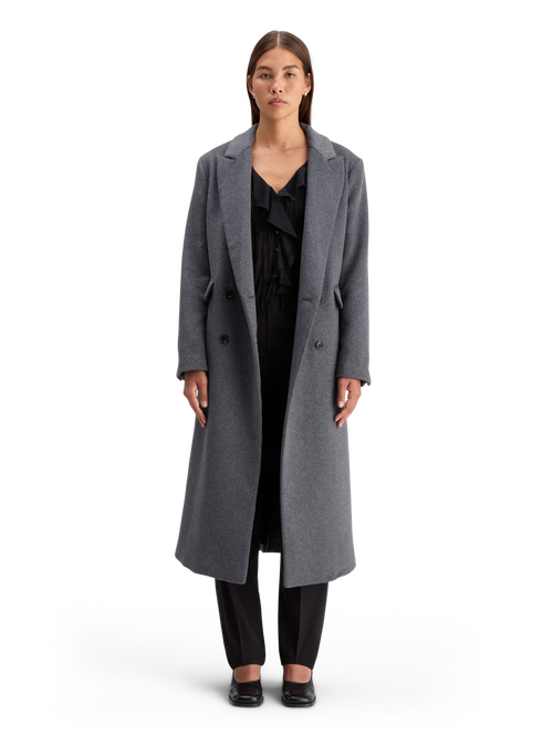 DOUBLE BREASTED TAILORED WOOL BLEND COAT