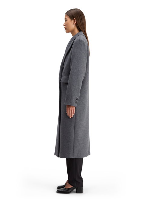 DOUBLE BREASTED TAILORED WOOL BLEND COAT