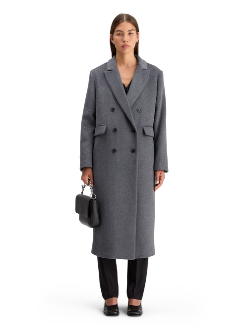 DOUBLE BREASTED TAILORED WOOL BLEND COAT