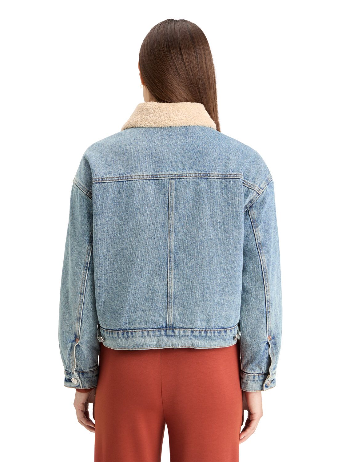 WASHED DENIM JACKET WITH SHERPA DETAILS