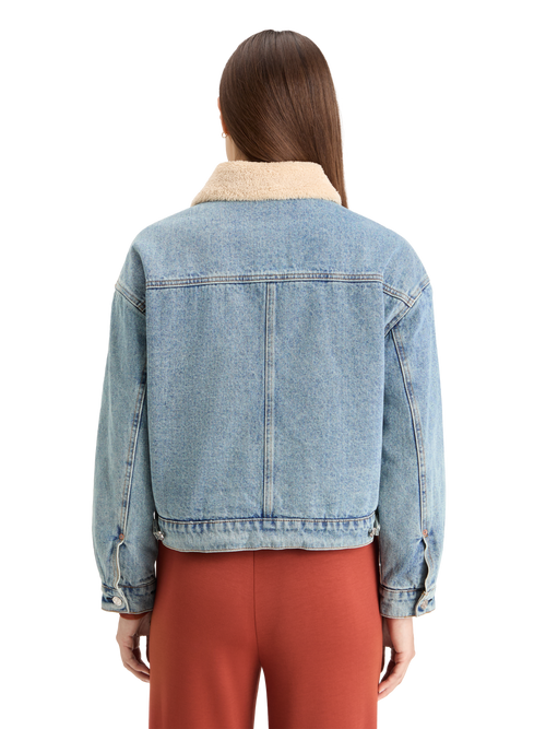 WASHED DENIM JACKET WITH SHERPA DETAILS