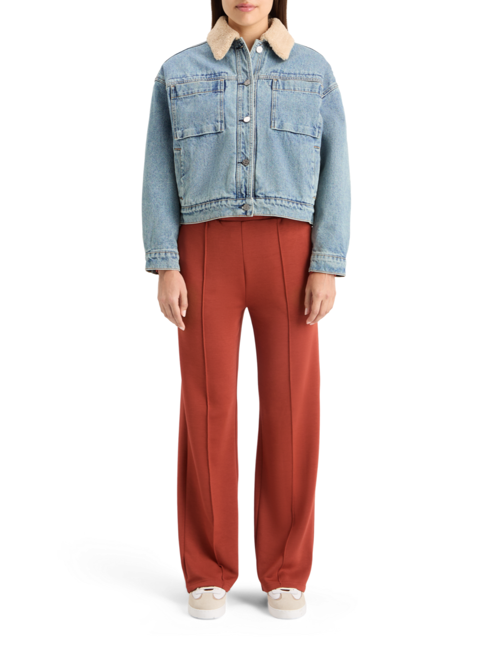 WASHED DENIM JACKET WITH SHERPA DETAILS