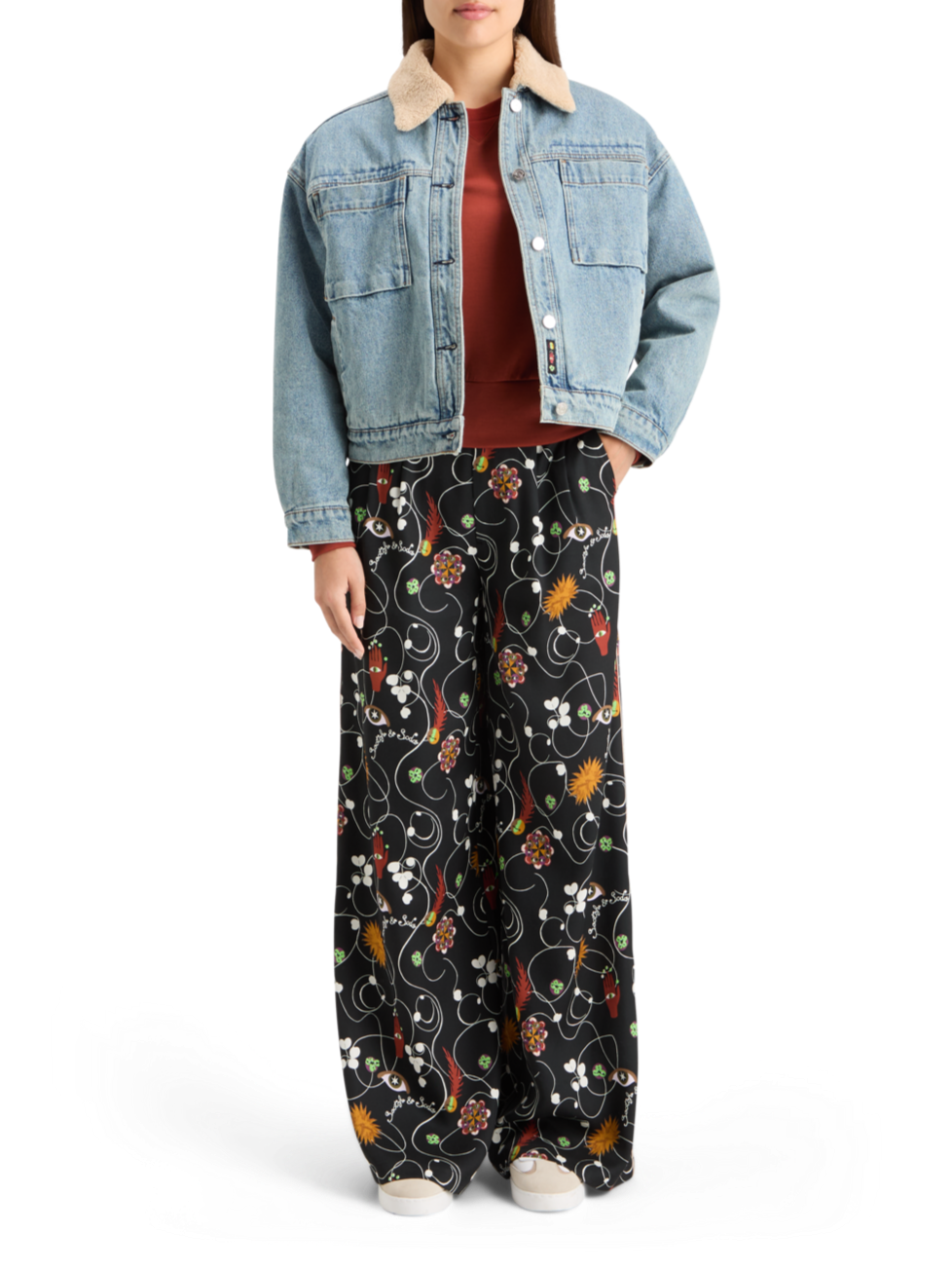 WASHED DENIM JACKET WITH SHERPA DETAILS