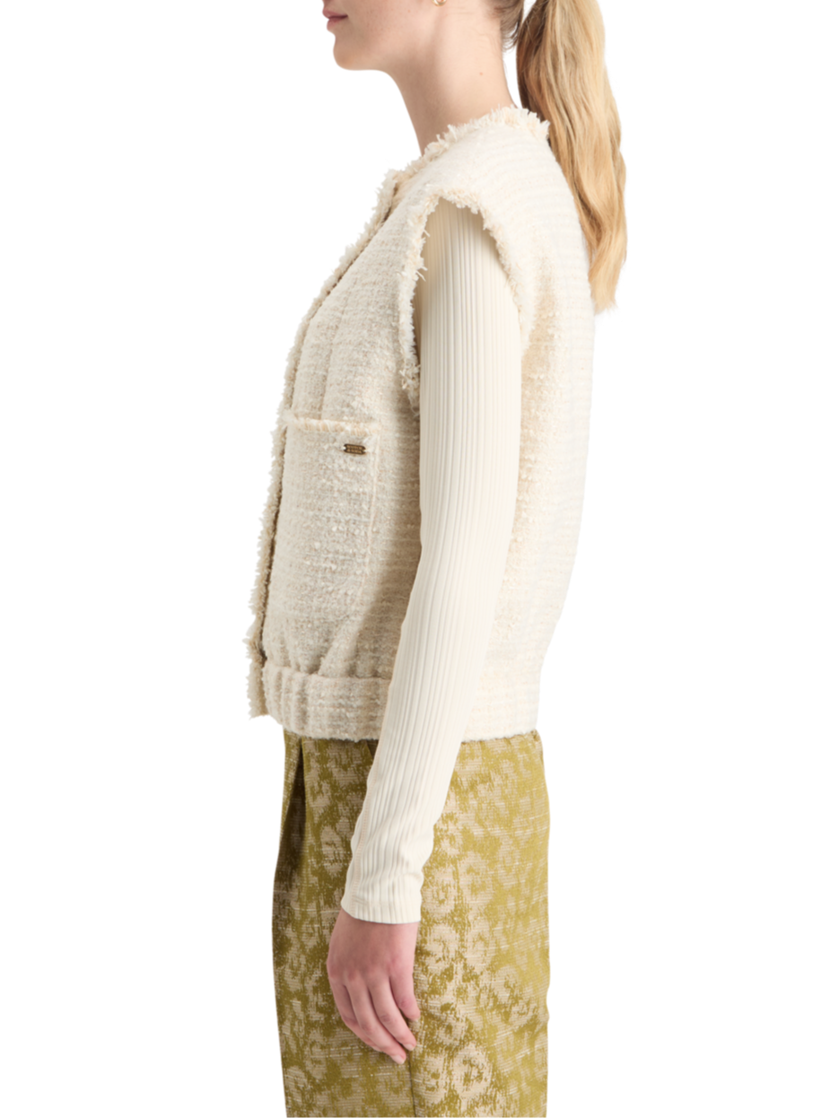 BOUCLE TWEED COLLARLESS GILET