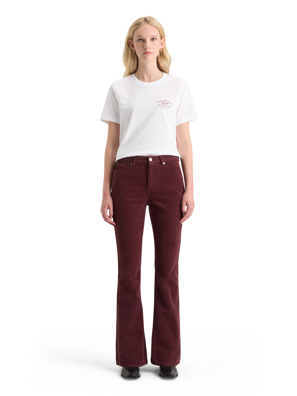 THE CHARM CLASSIC FLARED JEANS IN COLOURED STRETCH CORDUROY