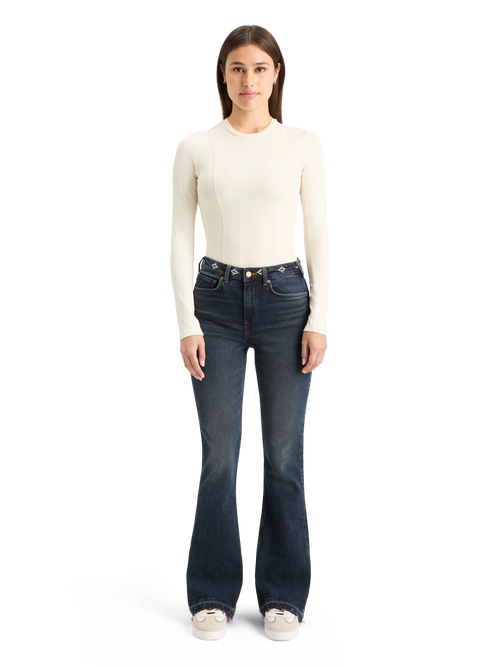 THE CHARM FLARED JEANS WITH EMBROIDERY DETAILS - ROAD  TRIP