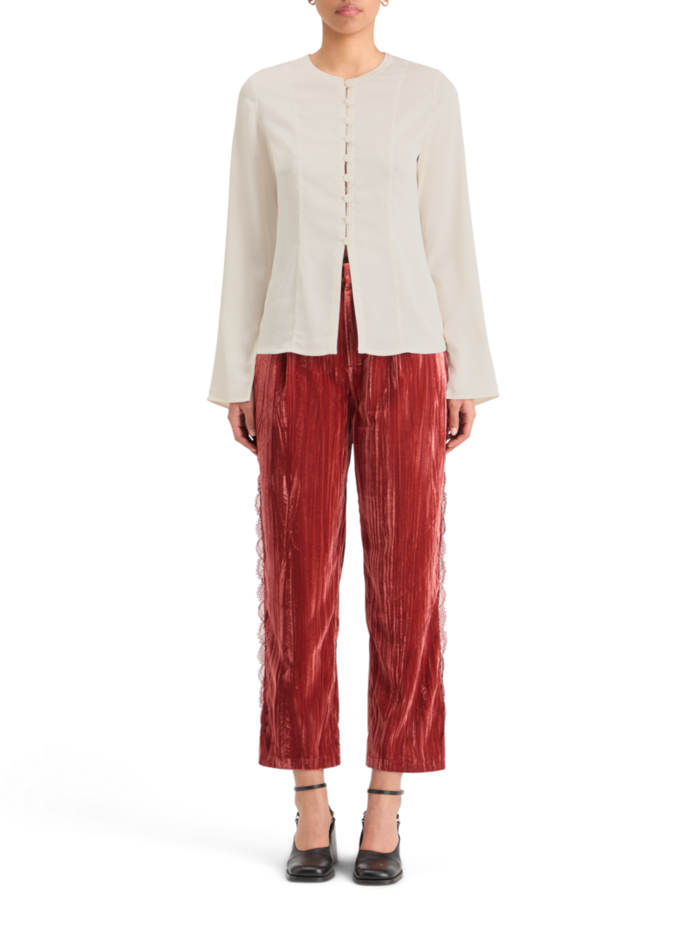 BUTTON DOWN CREPE SHIRT