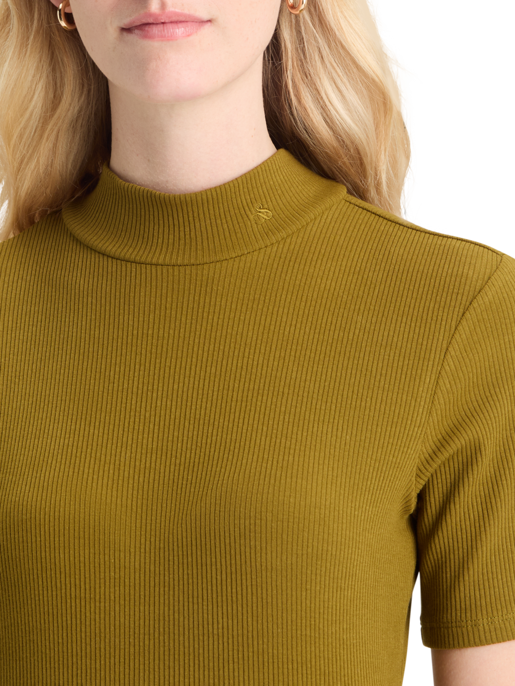 MOCK NECK RIB T-SHIRT