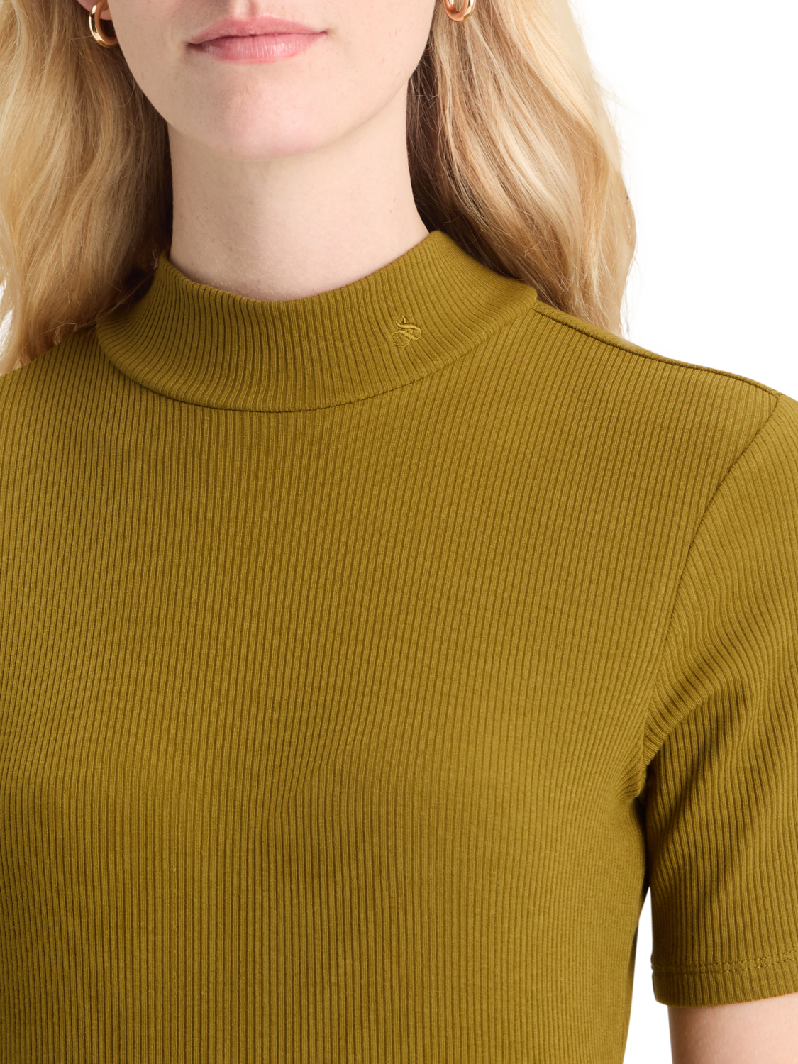 MOCK NECK RIB T-SHIRT