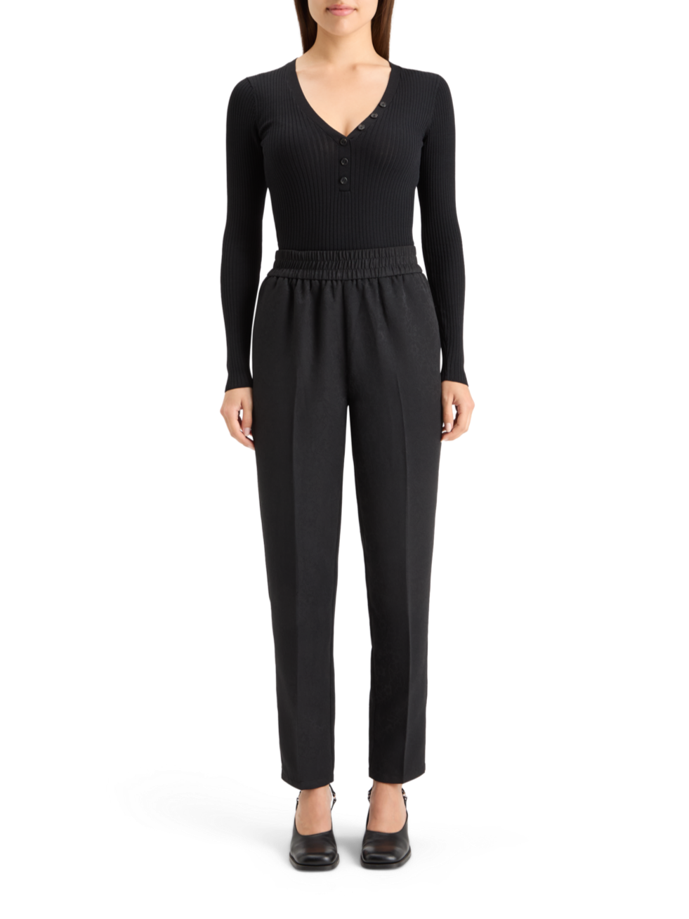 RIBBED FITTED PULLOVER