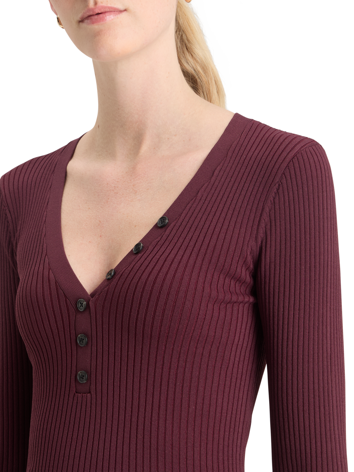 RIBBED FITTED PULLOVER