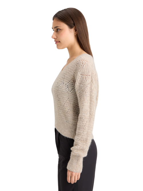 BOUCL V-NECK RELAXED PULLOVER