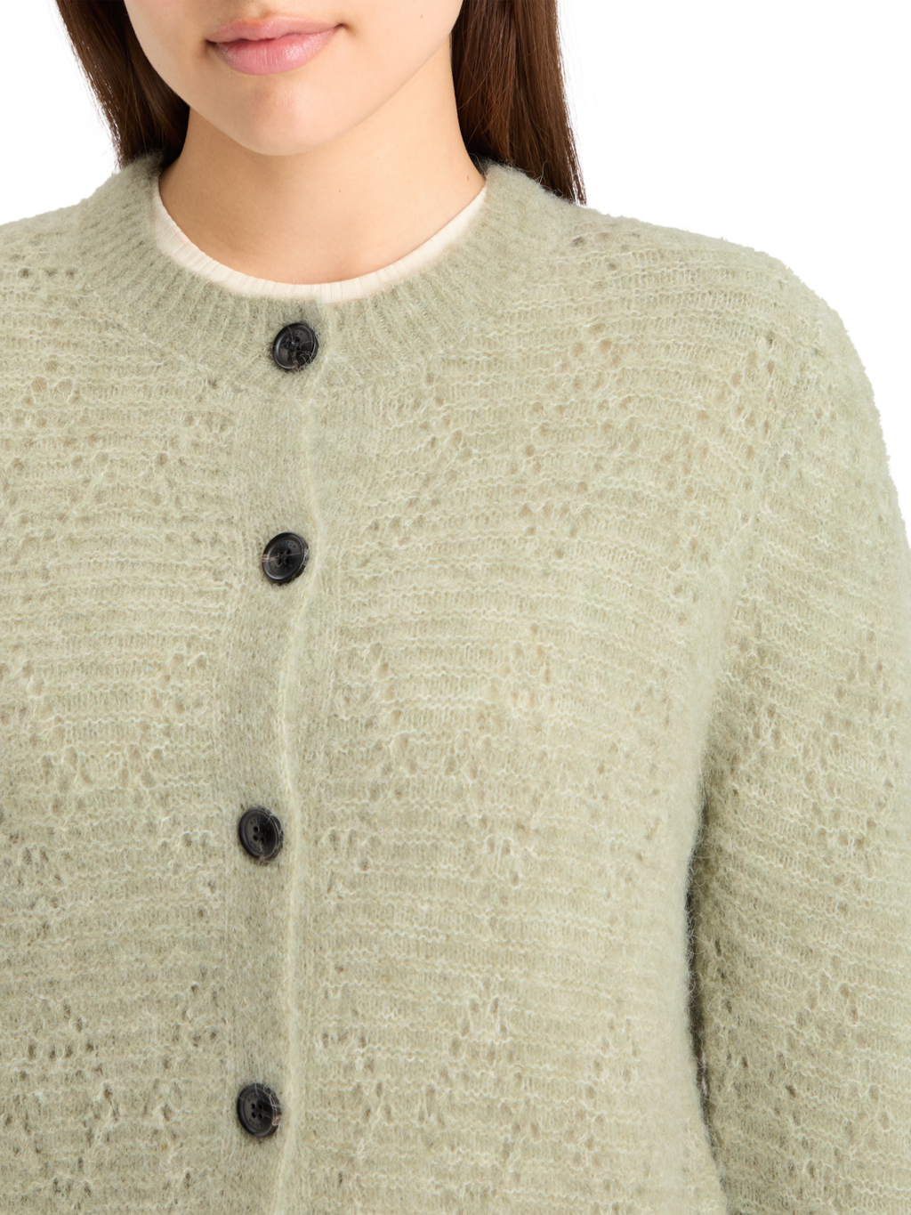 BOUCL CREW NECK CARDIGAN