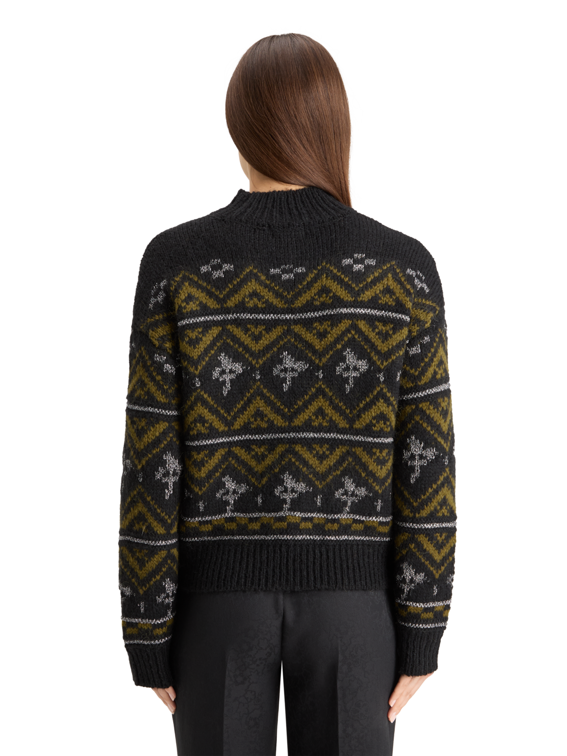 METALLIC FAIR ISLE PULLOVER
