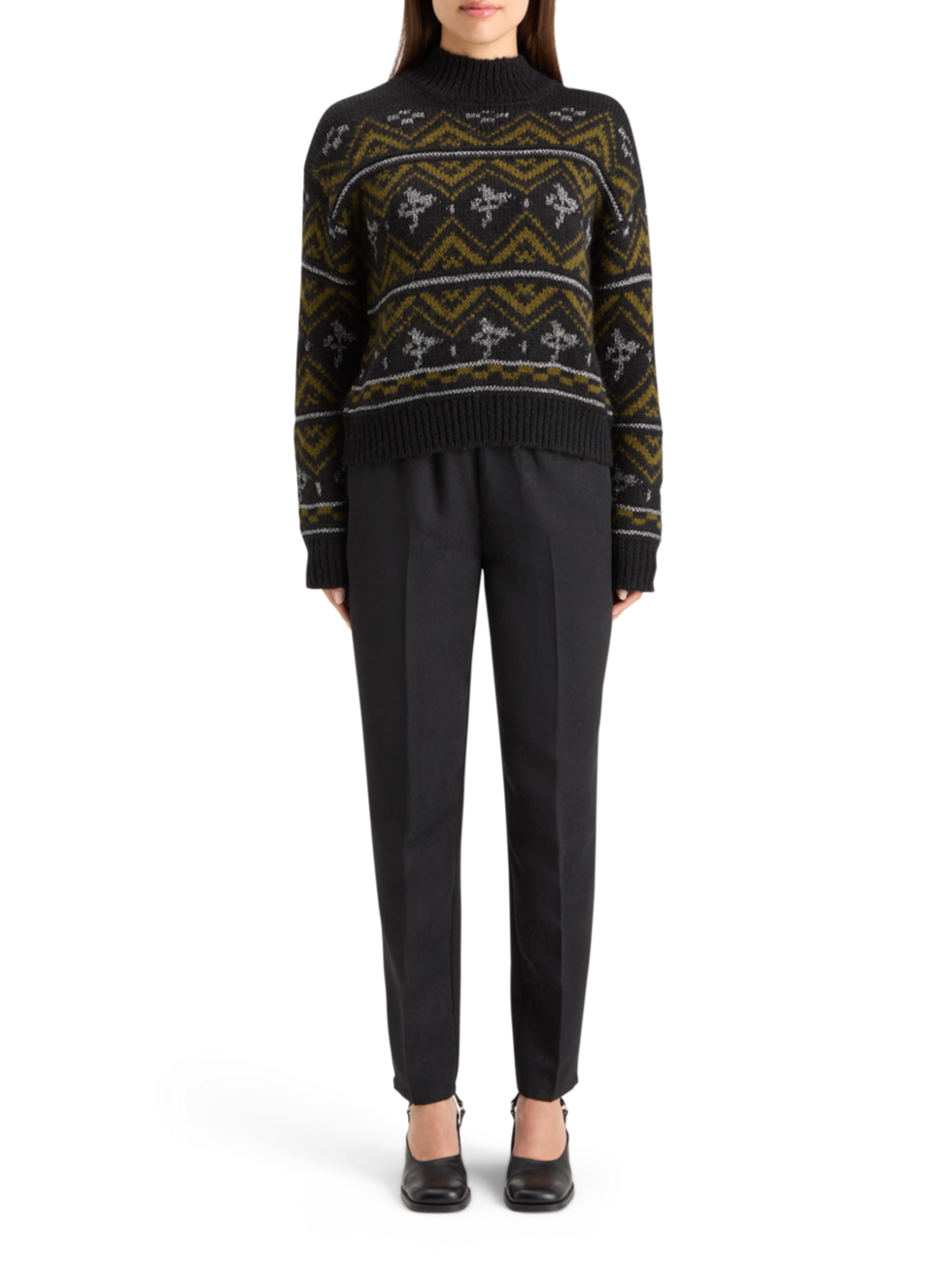 METALLIC FAIR ISLE PULLOVER