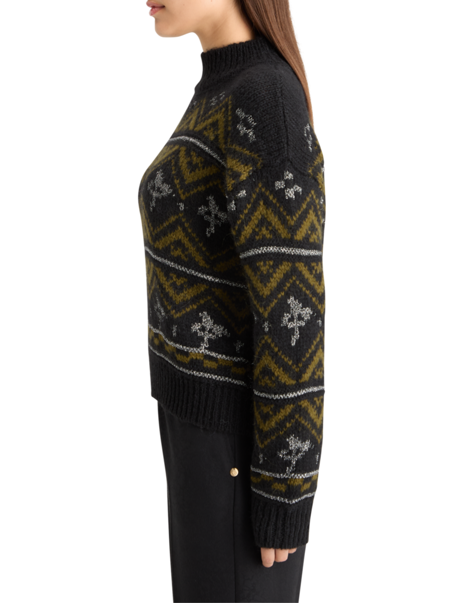 METALLIC FAIR ISLE PULLOVER