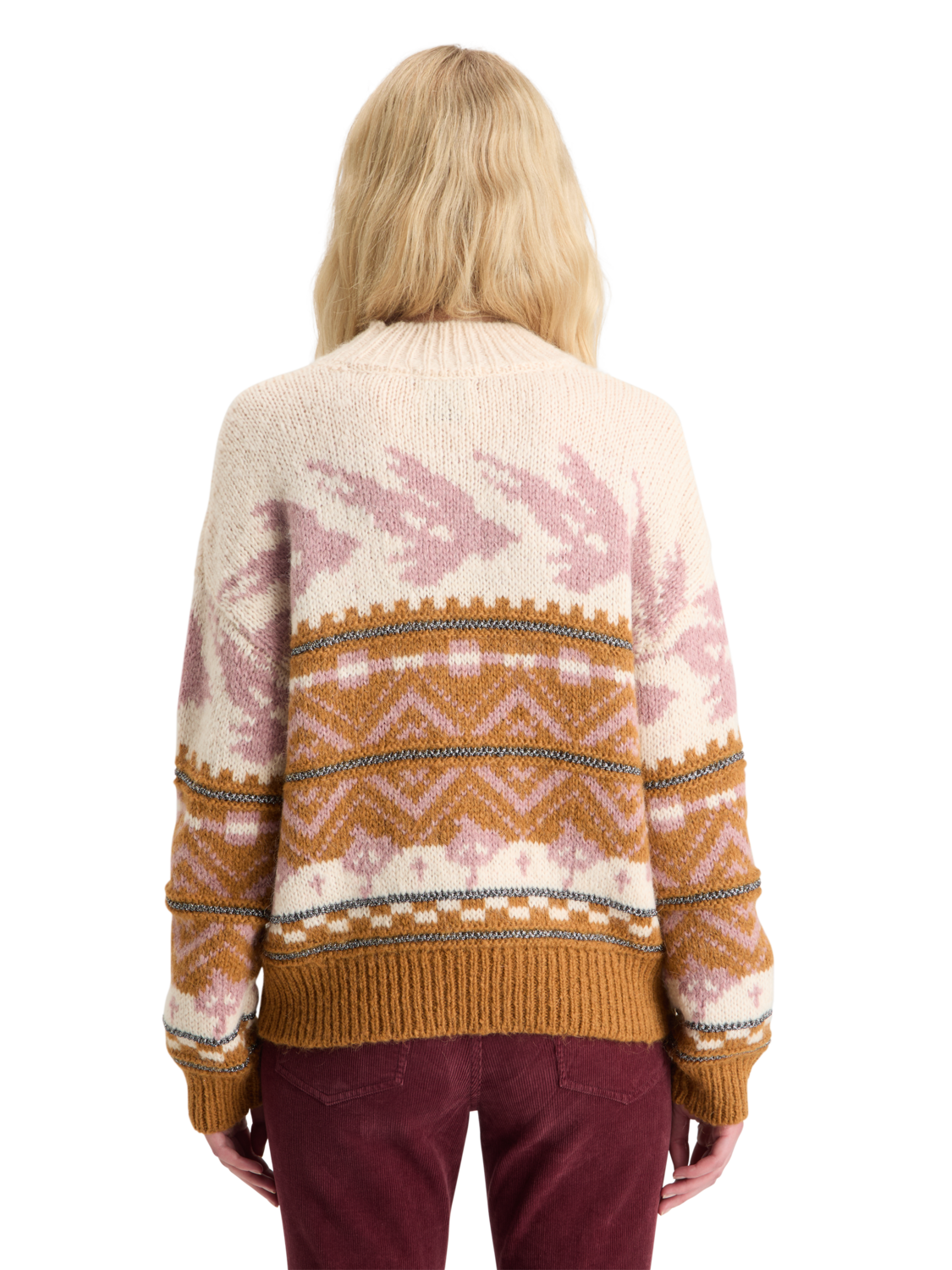 METALLIC FAIR ISLE PULLOVER