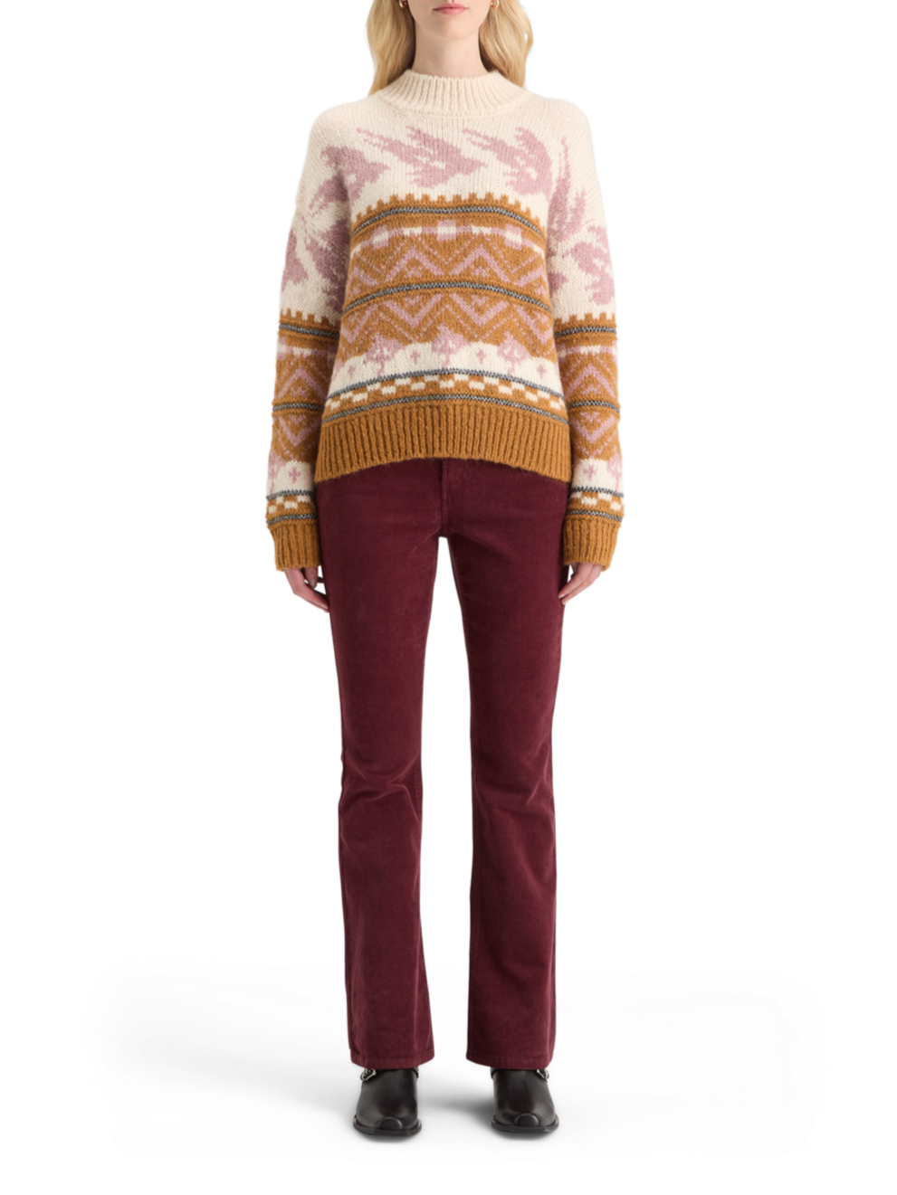 METALLIC FAIR ISLE PULLOVER